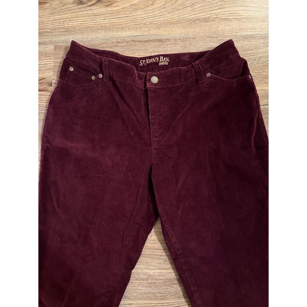 St. Johns Bay Size 12 Petite Boot Cut Corduroy -Burgundy - Picture 4 of 9